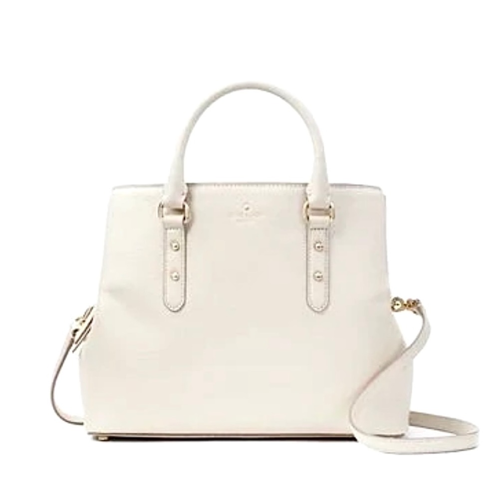 KATE SPADE NEW YORK — LARCHMONT AVENUE EVANGELIE SATCHEL BAG, SOFT LIMESTONE - Picture 1 of 13